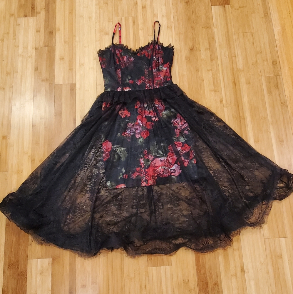 Pearl by Georgina Chapman Black Floral Dress SZ 4